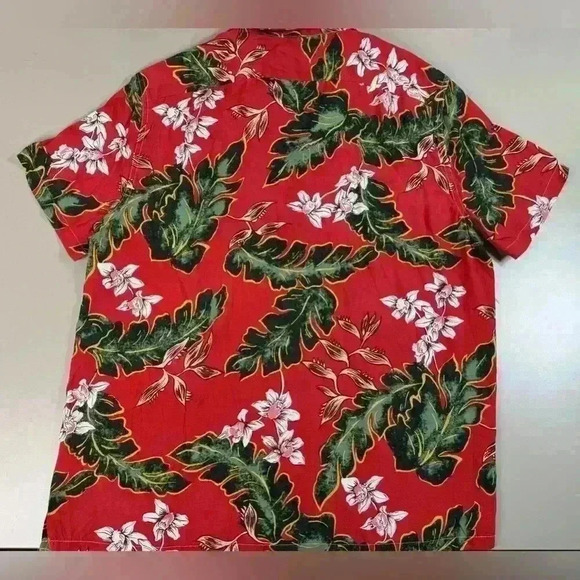 J Crew Camp Collar Hawaiian Aloha Shirt Mens Large Coconut Buttons 100% Viscose - Picture 9 of 10